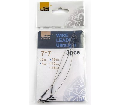 Поводок Caiman Wire Leader Ultralait 3 шт. в уп 7x7 10 см 4 кг 186595