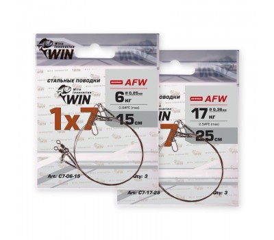 Поводок WIN 1х7 (Korea)  9кг 25см (уп.3шт) С7-09-25