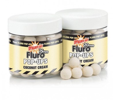 Бойлы плавающие DYNAMITE BAITS Coconut Cream - Fluro Pop-Up 10mm - DY561