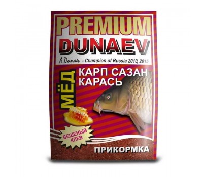 Прикормка DUNAEV-PREMIUM 1кг Карп-Сазан Мед красная