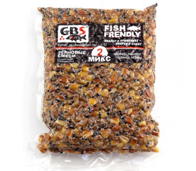 Зерновая смесь GBS Baits № 2 Фасовка 1 кг (Кукуруза, конопля, пшеница)