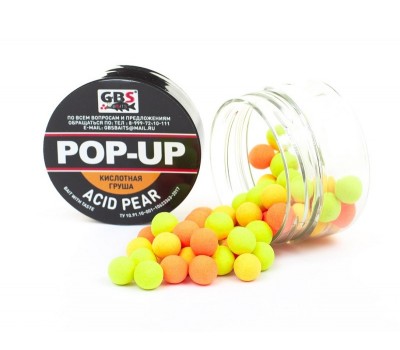 Бойлы GBS Baits Pop-up плавающие 8мм 40гр Кислая Груша мультик