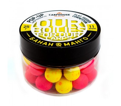 Бойлы Carp House Pop-Up 11 мм Flat Feeder Competition Банан-манго