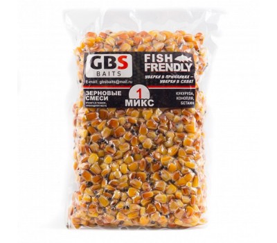 Зерновая смесь GBS №1 Фасовка 2 кг (Кукуруза, конопля) (5 шт. в упак)