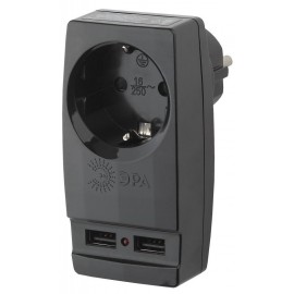 Сетевой адаптер ЭРА SP-1e-USB-B черный