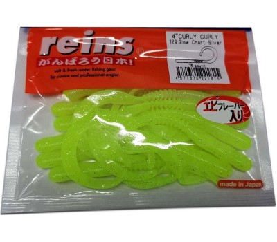 Силиконовая приманка REINS CURLY CURLY  129-Glow Chart Silver