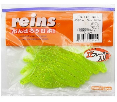 Силиконовая приманка REINS G TAIL GRUB 3 431-Chart Silver Glitter