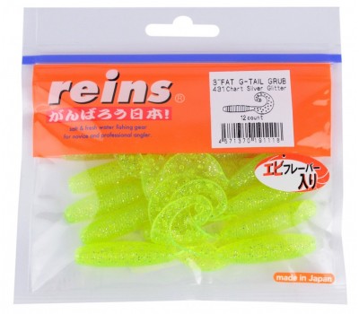 Силиконовая приманка REINS FAT G TAIL GRUB 3 Цв. 431-Chart Silver Glitter