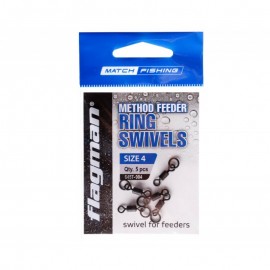 Вертлюг с кольцом FLAGMAN Flat Feeder Rings Swivels №4 5шт