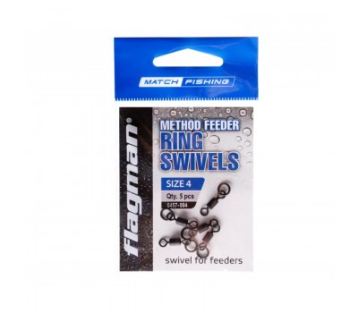 Вертлюг с кольцом FLAGMAN Flat Feeder Rings Swivels №4 5шт