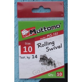 Вертлюг Mottomo Rolling Swivel №10 10 шт.