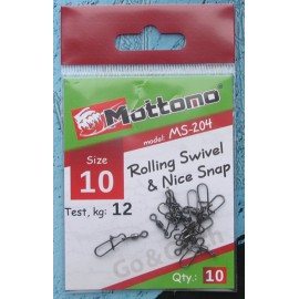 Вертлюг с застежкой Mottomo Rolling Swivel & Nice Snap №1...