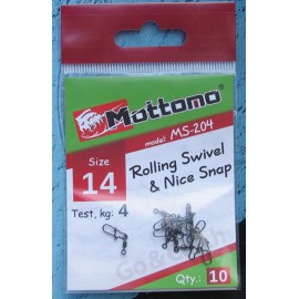 Вертлюг с застежкой Mottomo Rolling Swivel & Nice Snap №1...