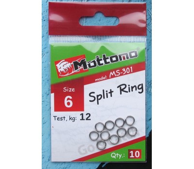 Кольцо заводное Mottomo Split Ring 6мм/12кг 10 шт.
